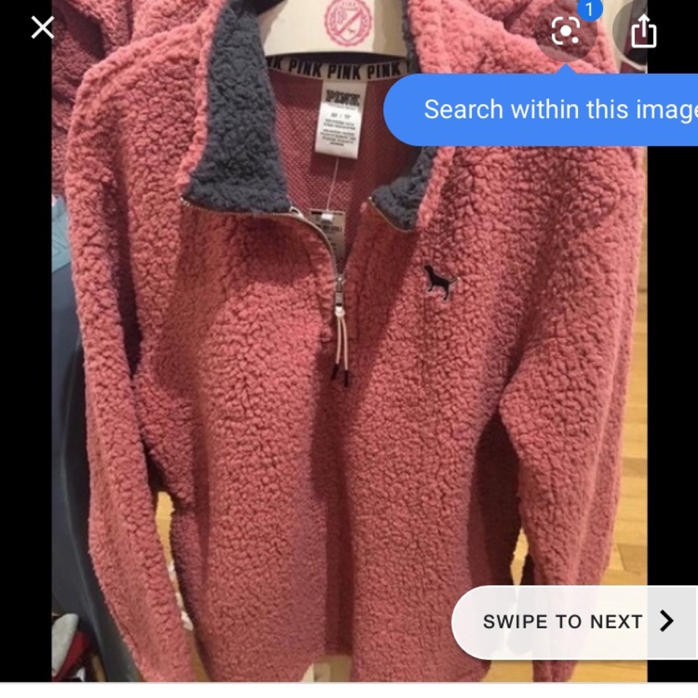 Pink half zip Sherpa jacket